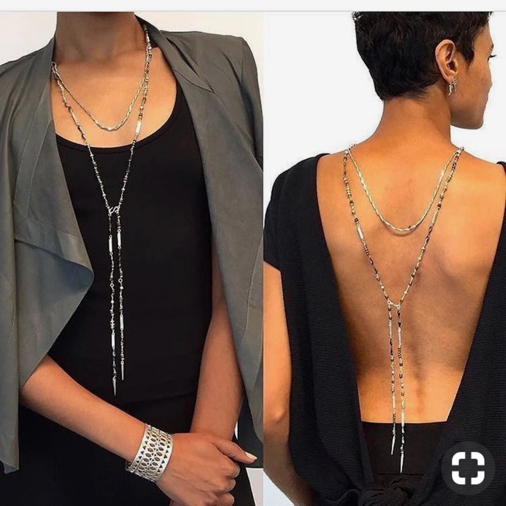 Stella & Dot Amelie Lariat Necklace Silver